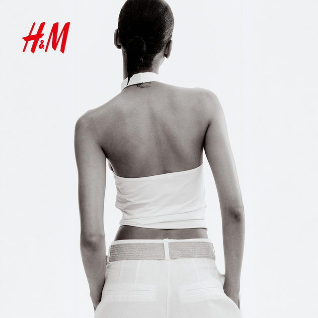 HM2025 summer new women's draped halter neck top1290398