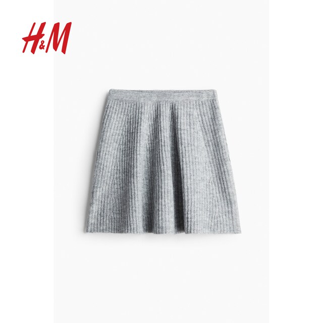 HM women's skirt summer slim rib knitted A-line mini skirt 1259491
