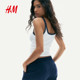 HM women's suspender 2025 summer new low round neck American slim lace sleeveless vest 1274285