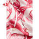 HM women's floral dress summer French loose round neck printed lantern long sleeve lace-up skirt 1217790