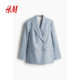 HM Women's Suit 2025 Summer New Loose Lapel Commuter Double Breasted Shoulder Pad Long Sleeve Jacket 1263207
