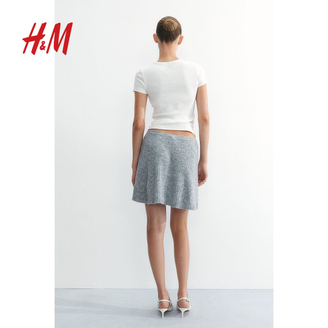 HM women's skirt summer slim rib knitted A-line mini skirt 1259491
