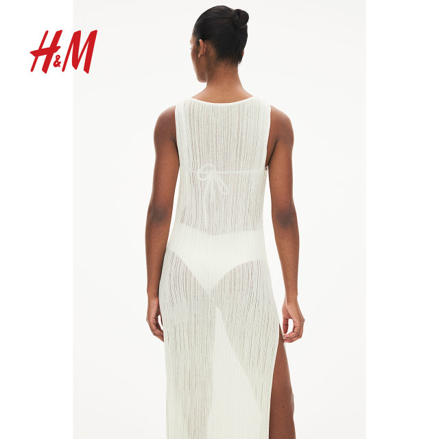 HM Women's Vest Sling Dress 2025 Summer New Rib Knitted Beach Dress 1271310