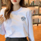 White pure cotton long-sleeved T-shirt women's top 2023 new base shirt for autumn and winter, loose and fashionable Korean version