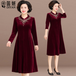 Mom autumn and winter velvet dress in the mood of the elderly woman spring wedding dress dress cheongsam dress