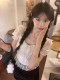 Spot summer French lace polka dot puff sleeve shirt for women sweet slim short doll shirt top for women
