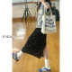 Black wave dot suit female summer large size fat MM covered belly, thin pear -shaped figure medium long A -line skirt