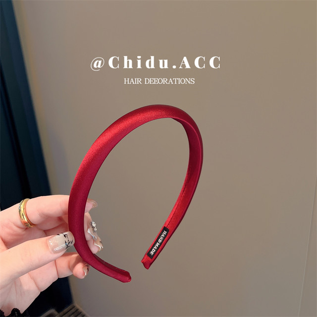 High-end satin headband spring and summer all-match outdoor card headwear internet celebrity 2024 new thin face wash headband