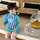 Boys swimsuit 2025 new children's split long-sleeved sun protection swimsuit small, medium and big children's baby beach vacation set