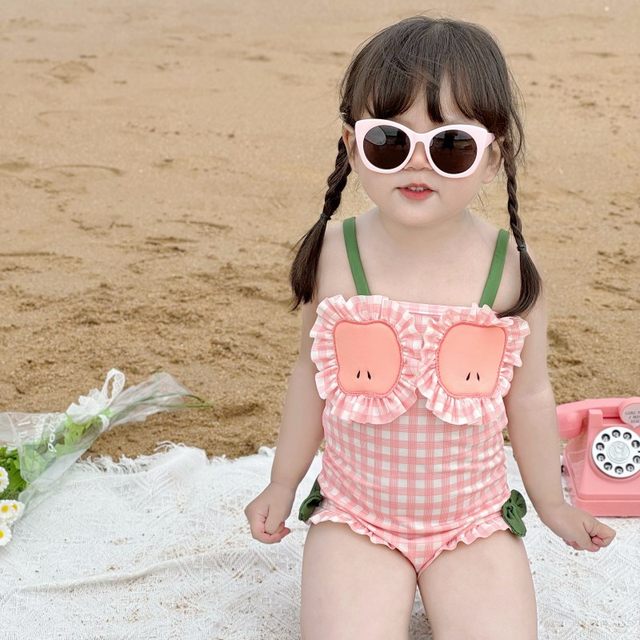 Girls Swimsuit Western Princess Bikini Cute Strait Swimwear Swimsuit Female Baby Fast Children's Swimwear Korean
