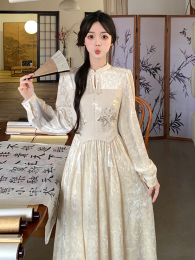 Spring and autumn fat sister skinny new Chinese improved cheongsam high-end exquisite look good national wind dress two-piece suit