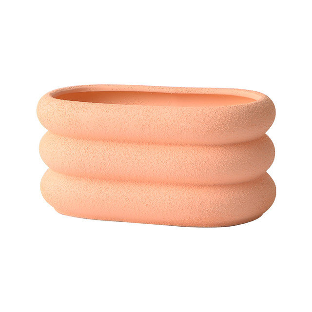 Nordic simple Phalaenopsis plain-fired flower pot ceramic with tray succulent pothos office hole large oblong