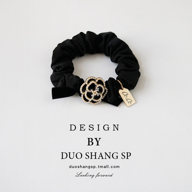 Camellia hair ring temperament head rope Korean small intestine circle high elastic rubber band headdress girl tied headband low ponytail hair rope