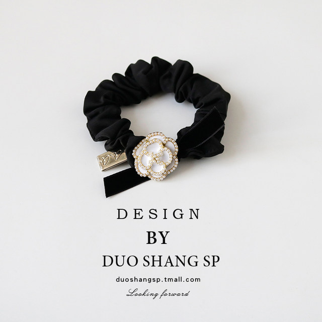 Camellia hair ring temperament head rope Korean small intestine circle high elastic rubber band headdress girl tied headband low ponytail hair rope