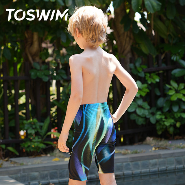 TOSWIM children's knee and swimming trunks professional racing mid-to-large children fashion fantasy sun protection boy swimming 2025 new model