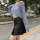 Pocket pleated skirt for women with summer high waist A-line slim and versatile Korean style short skirt suit fabric khaki skirt
