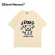 Oversize loose large version of gray short-sleeved T-shirt for women design sense cartoon dog print super hot shoulder top