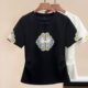 New Chinese style embroidered short-sleeved T-shirt for women 2025 summer round neck new women's large-size slim top