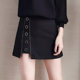 Korean style college-style skirt for women 2025 summer new button design high waist slimming A-line irregular short skirt
