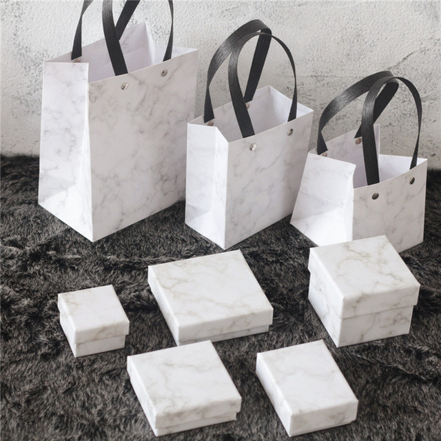 ins style marble bracelet earring necklace box jewelry storage box jewelry box ring packaging small exquisite box
