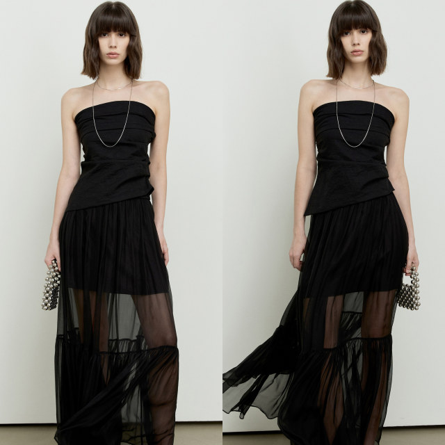 ROEYWANG Fairy droopy flowing mesh long skirt double-layer cake puffy skirt skirt a line skirt women
