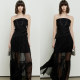 ROEYWANG Fairy droopy flowing mesh long skirt double-layer cake puffy skirt skirt a line skirt women
