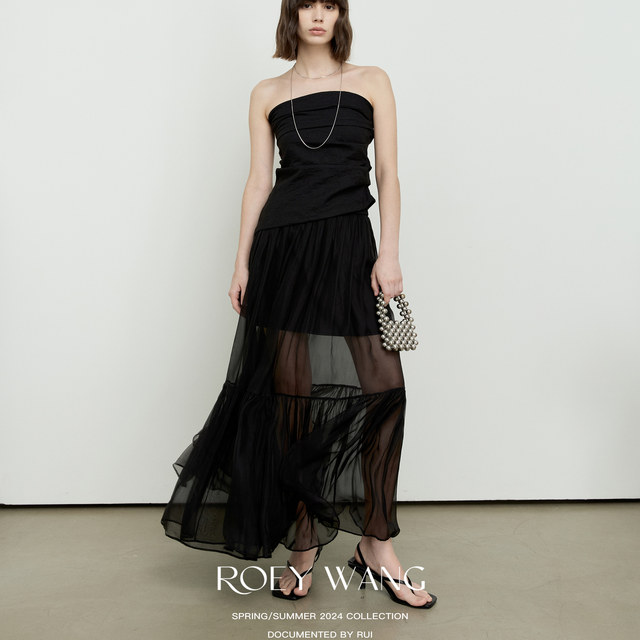 ROEYWANG Fairy droopy flowing mesh long skirt double-layer cake puffy skirt skirt a line skirt women
