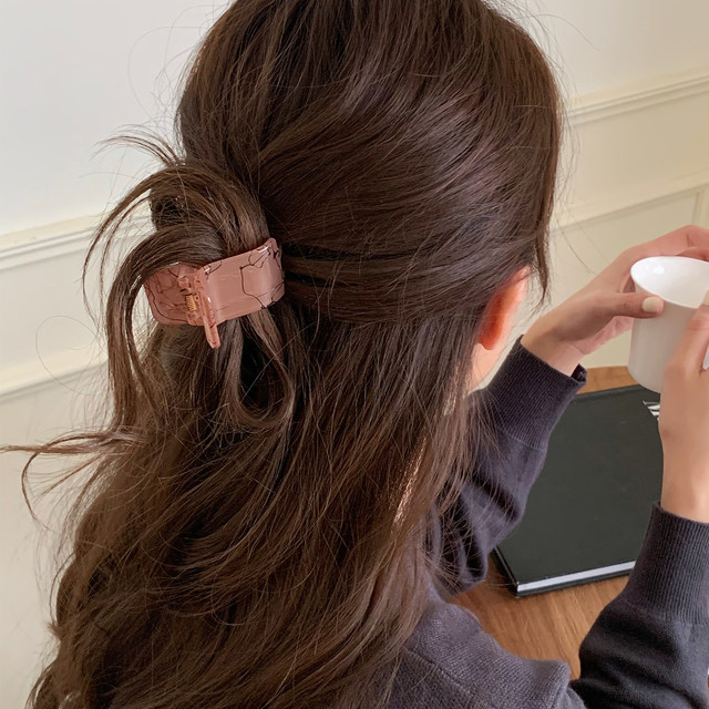 Minimalist style lines, marble pattern grab clips, old Qian Fengfa grabs the back of the head, half-tied hair clips, hair accessories 2023 new