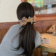 British college style pattern bow banana clip vertical clip on the back of the head to show high hair volume ponytail hair clip temperament hair accessory