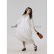 Jinggu white label DADATATA100 cotton V-neck drawstring fat mm large size beautiful dress
