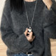 Sugar Cube Fashionable and high-end heavy industry metal silver sweater chain casual simple stacked niche long necklace