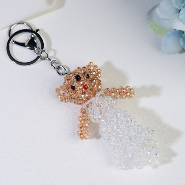 Handmade crystal beads 4MM / 12MM wedding couple bear gifts keychain bag hanging ornaments finished product
