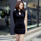 Yingkeren's new autumn and winter large size slim-fitting hollow hip-covering sexy nightclub wear fashionable long-sleeved Chinese style dress