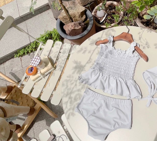 Girls Baby Summer Sling Bikini Clothing Infant Swimsuit Plays Water Haisa Swimsuit, hats
