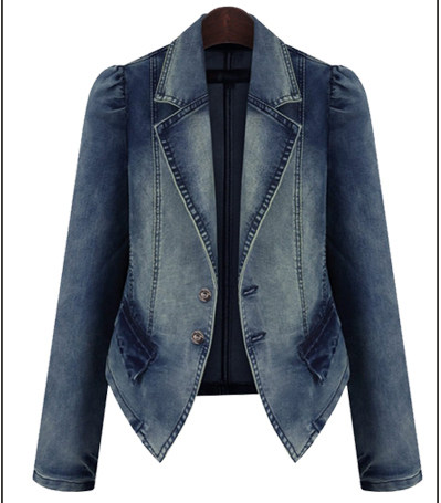 Large size women's denim jacket spring European and American style denim top Long-sleeved denim jacket
