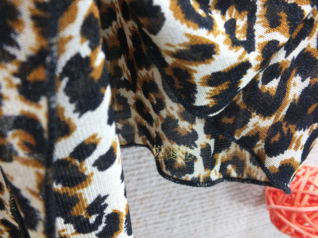 Premium mesh sexy sunscreen cardigan, large size women's leopard print long-sleeved blouse top, cool and casual