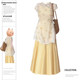 Large size fat MM new Chinese style sunscreen jember buckle top top camisole long skirt two -piece suit
