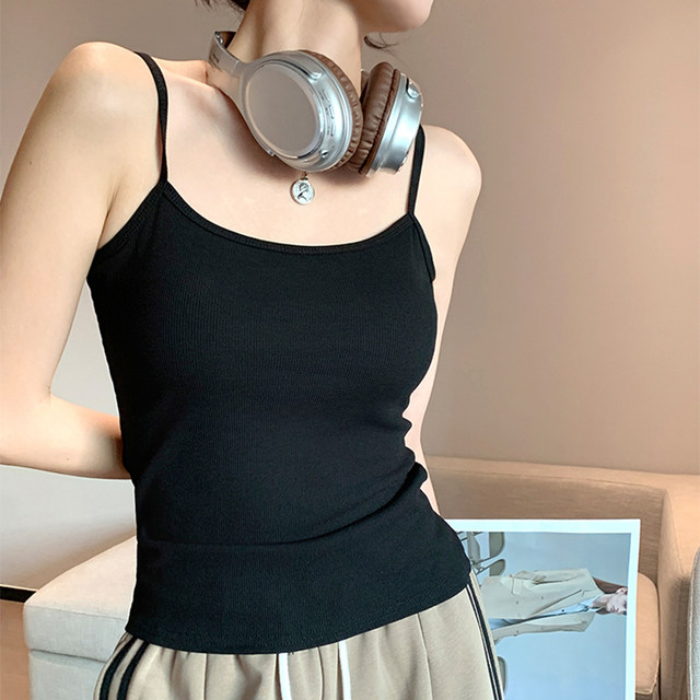 Pure cotton thread suspender vest for women with inner wear outside and outer wear spring and summer thin style anti-exposure slim base with beautiful back versatile short style