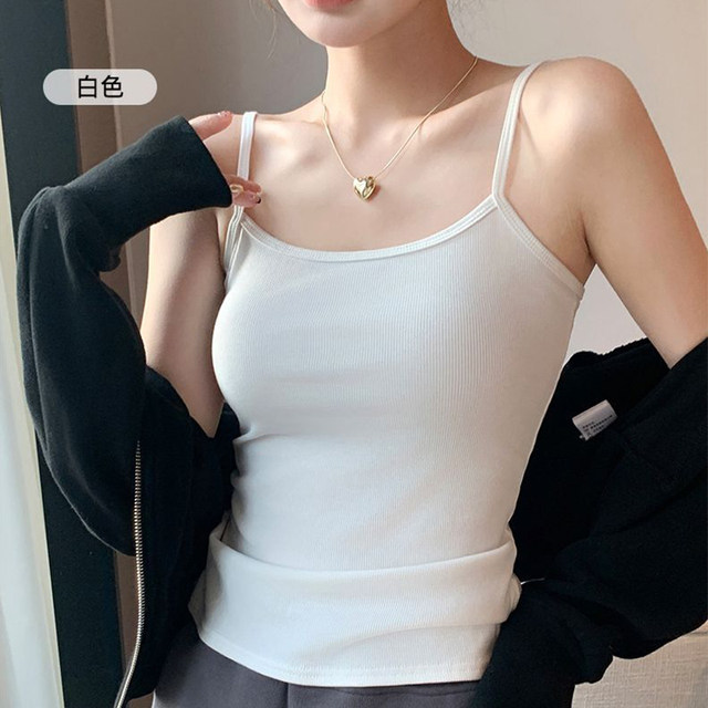 Pure cotton thread suspender vest for women with inner wear outside and outer wear spring and summer thin style anti-exposure slim base with beautiful back versatile short style