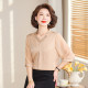 Qi Dai black silk mulberry silk big brand top for women 2025 spring and summer new V-neck five-point sleeve mother dress shirt

