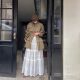 Korean official website purchase autumn and winter sweet girl sweet layered lace hooked long skirt skirt