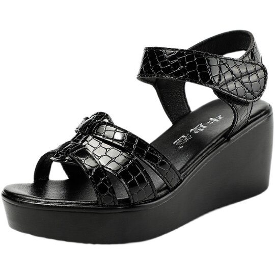 6CM sloped sandals female summer and thick -bottomed Korean version of the mother fish mouth women's shoes to increase versatile magic stick cake shoes
