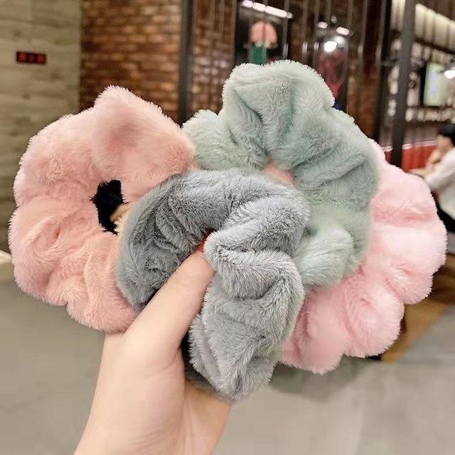 Plush hair circle Large -intestine circle Fairy Autumn and Winter New INS Sweet Head Rope Female Simple and Mobilized Girl Head Pan Rope
