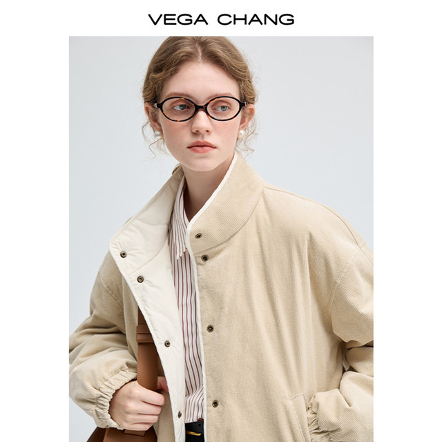 Vega Chang down jacket female 2024 winter new 90 white duck down on both sides of the neck -necked chori jacket

