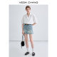 VEGA CHANG denim skirt for women in summer 2025 new retro high-end washing denim skirt