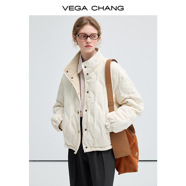 Vega Chang down jacket female 2024 winter new 90 white duck down on both sides of the neck -necked chori jacket
