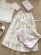 Flower cake skirt female summer 2024 new high -waisted thin A -shaped long small small sweet puff skirt