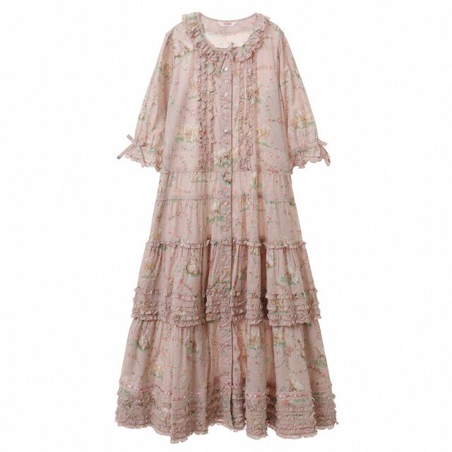 Cuty customization Japanese cute lamb with gorgeous prints, simple version of small flying sleeve dress
