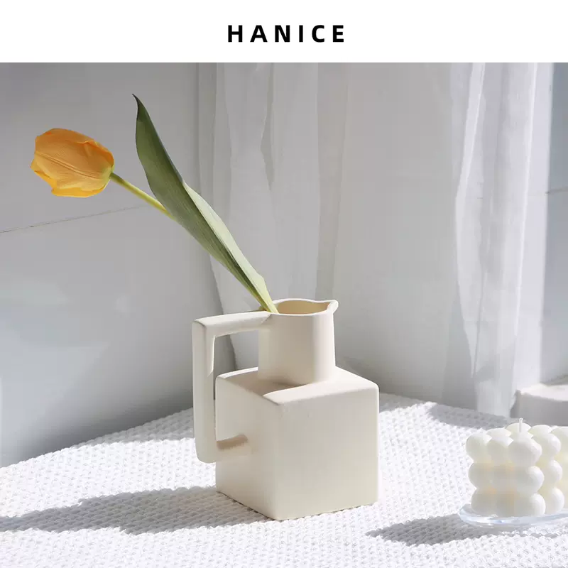 Hanice北欧ins不规则几何花瓶莫兰迪陶瓷花器客厅餐桌装饰品