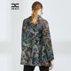 Xing's autumn mid-length large size printed leather jacket for middle-aged mothers with temperament genuine leather jacket for mature women